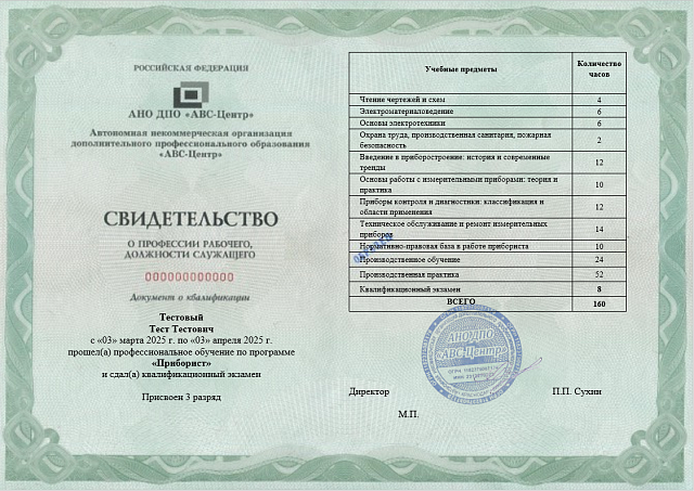 Приборист (2-8 разряд). Обучение дистанционно